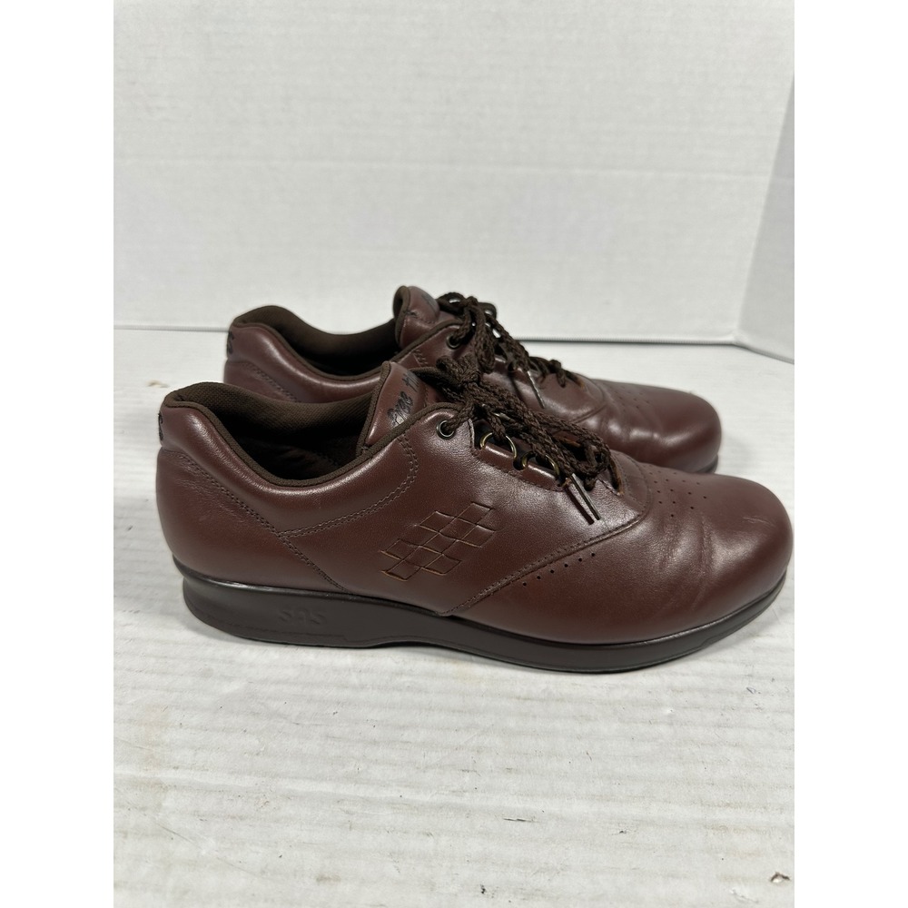 SAS Free Time Womens 8.5 S Brown Leather Walking Shoes Comfort Sneakers H0666468